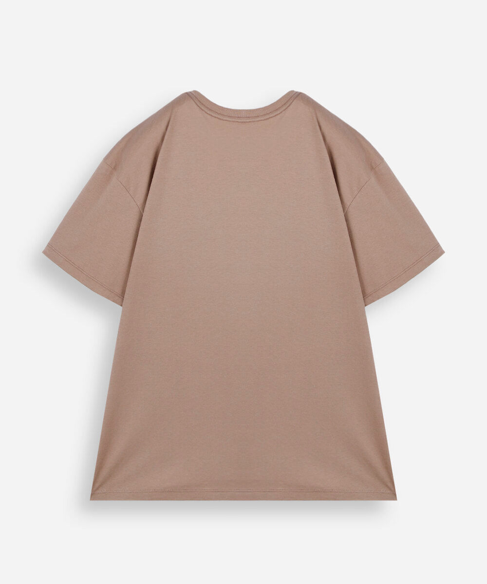 camiseta oversized juvenil de algodão manga curta pochacco com brinde marrom