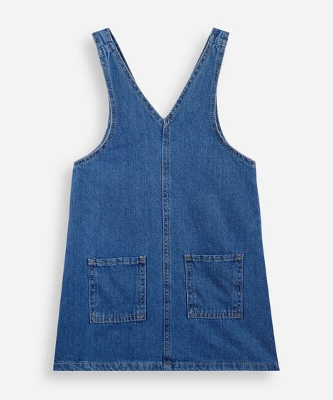 salopete infantil jeans com bolsos azul