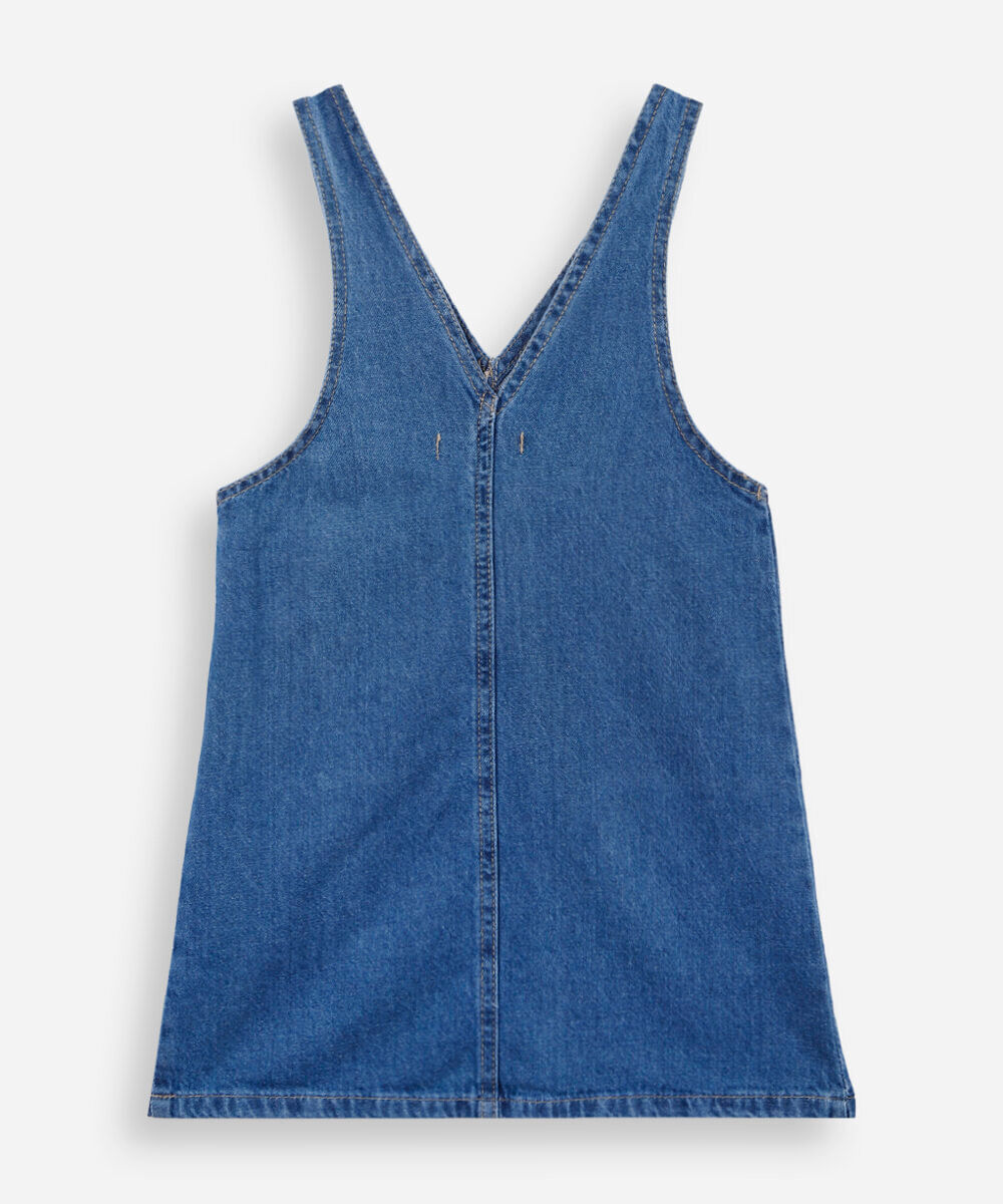 salopete infantil jeans com bolsos azul