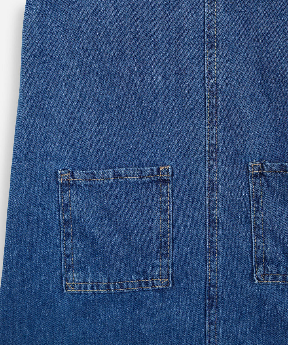 salopete infantil jeans com bolsos azul