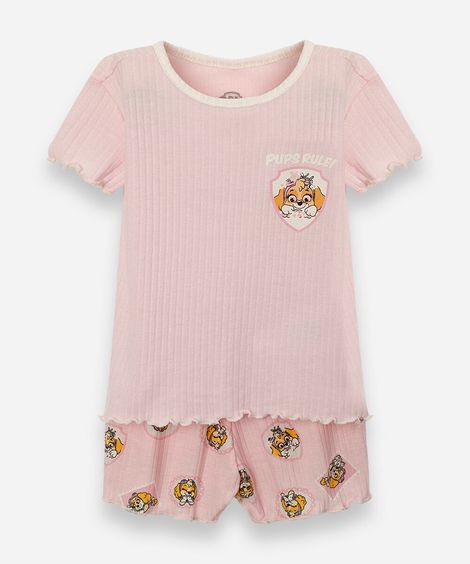 pijama curto infantil patrulha canina rosa