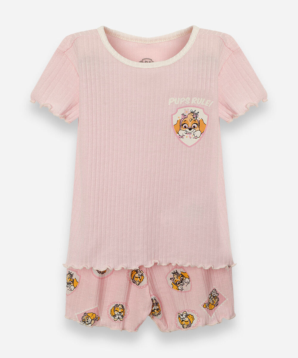 pijama curto infantil patrulha canina rosa