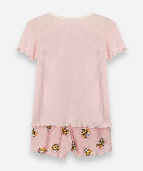 pijama curto infantil patrulha canina rosa