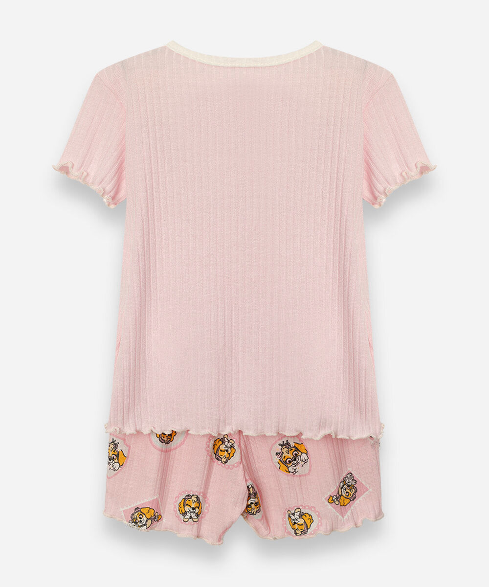 pijama curto infantil patrulha canina rosa
