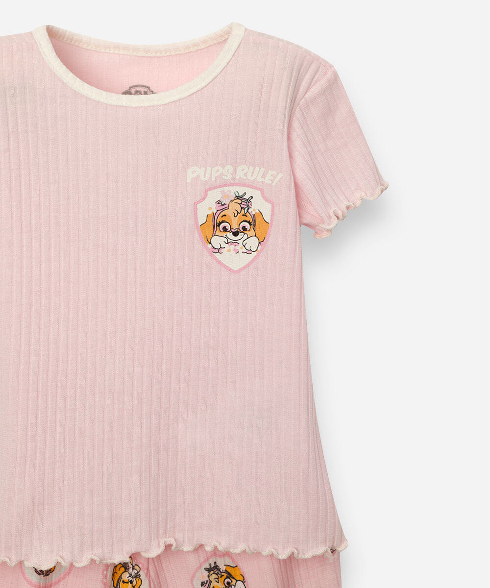 pijama curto infantil patrulha canina rosa