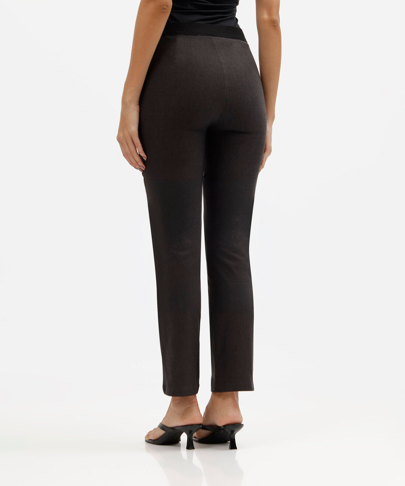 calça skinny feminina com viscose cintura alta cinza