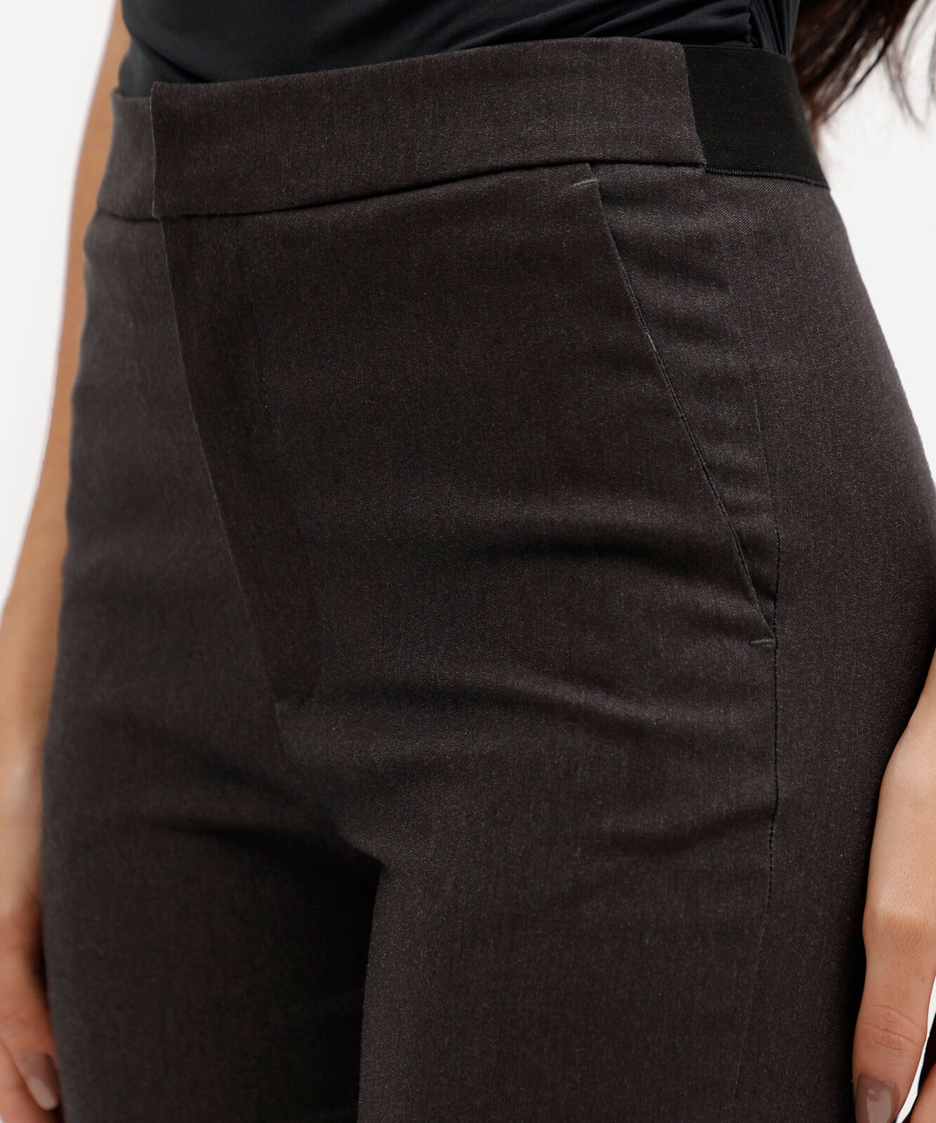 calça skinny feminina com viscose cintura alta cinza