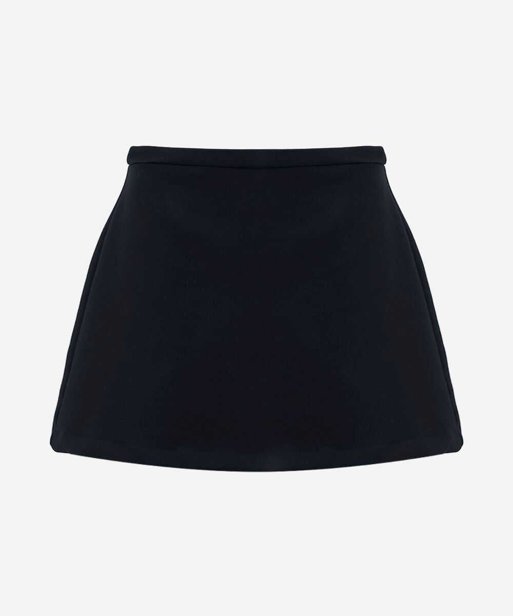 short saia feminino de alfaiataria cintura alta azul