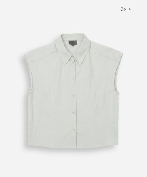 camisa feminina com algodão e recortes verde