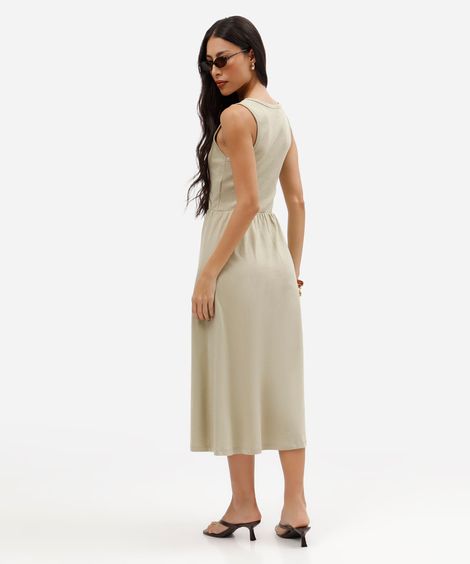 vestido midi feminino de algodão verde