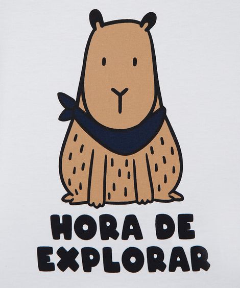 conjunto curto infantil de algodão listrado off white
