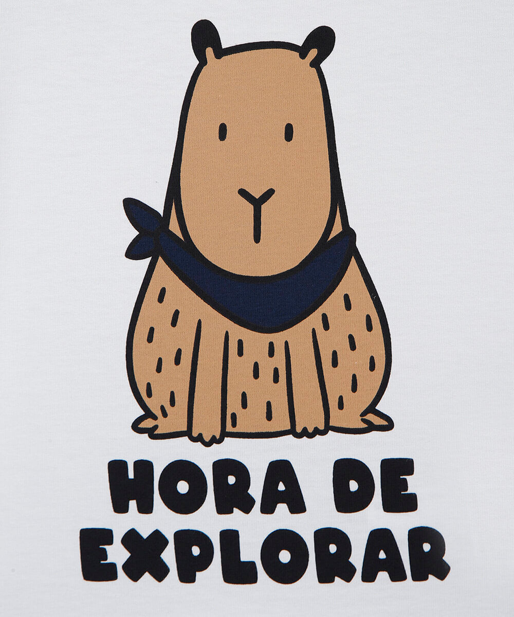 conjunto curto infantil de algodão listrado off white