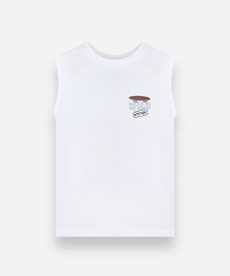 regata infantil de algodão estampada off white