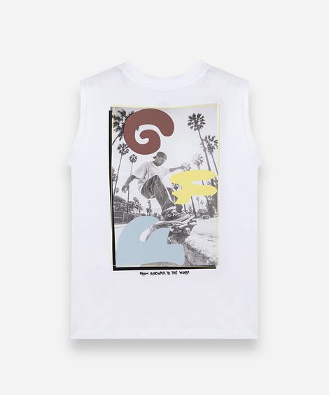regata infantil de algodão estampada off white