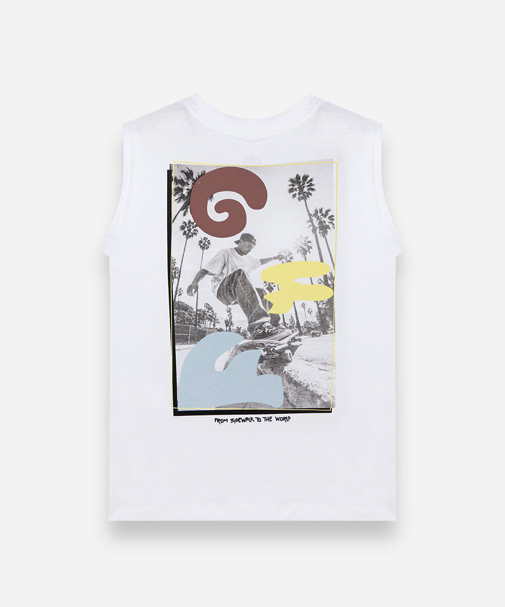 regata infantil de algodão estampada off white