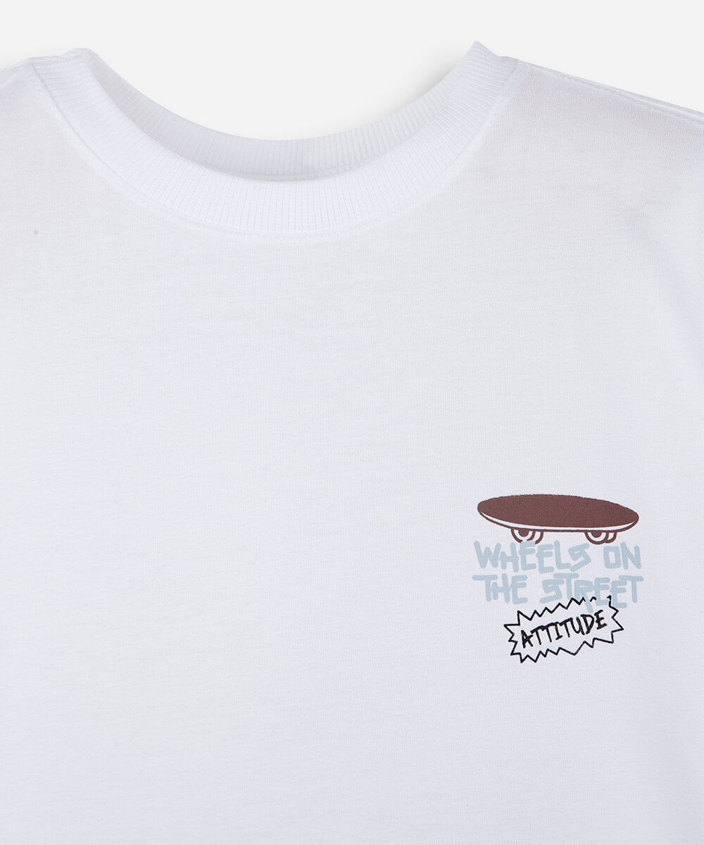 regata infantil de algodão estampada off white