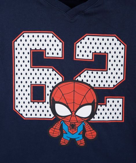 camiseta oversized infantil de algodão gola v manga curta homem aranha azul