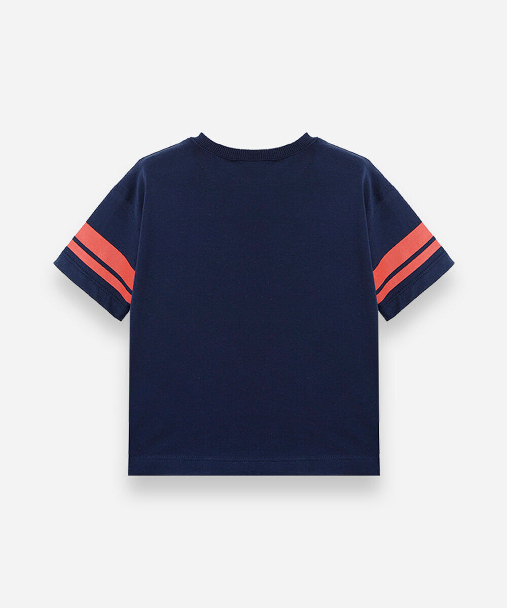 camiseta oversized infantil de algodão gola v manga curta homem aranha azul