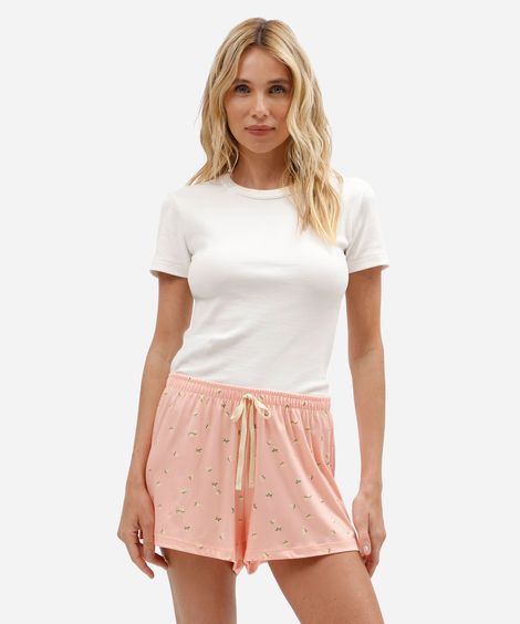 short de pijama feminino estampado avulso rosa