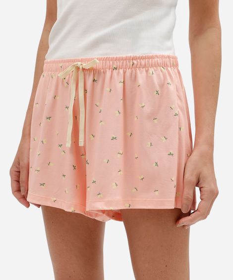 short de pijama feminino estampado avulso rosa