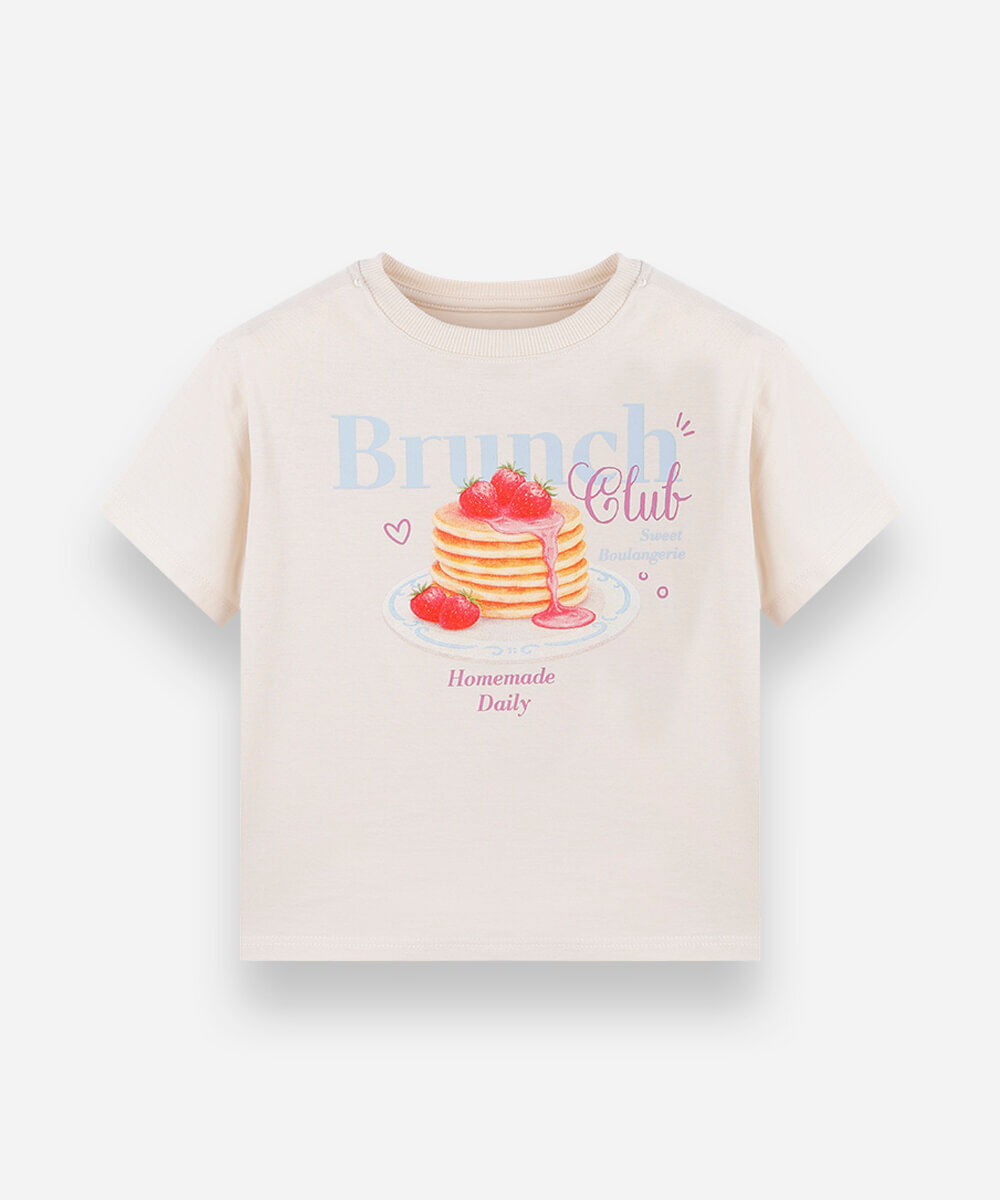 camiseta infantil de algodão manga curta estampada off white