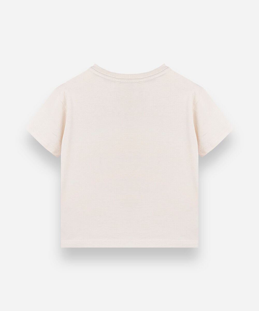camiseta infantil de algodão manga curta estampada off white