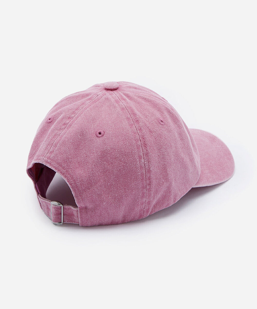 boné aba curva feminino de sarja bordado estonado rosa