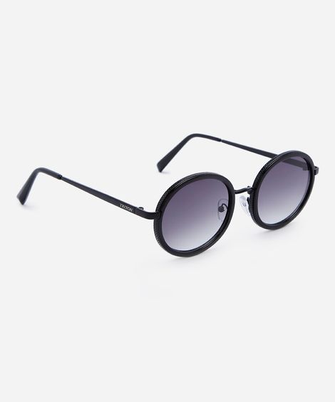 óculos de sol feminino redondo de metal triton preto