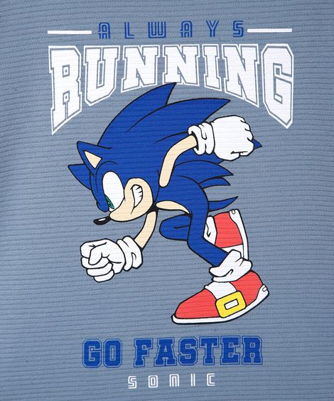 camiseta infantil com algodão manga curta sonic azul