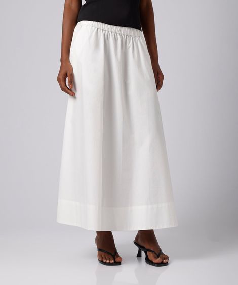 saia longa feminina de algodão cós elástico mindset off white
