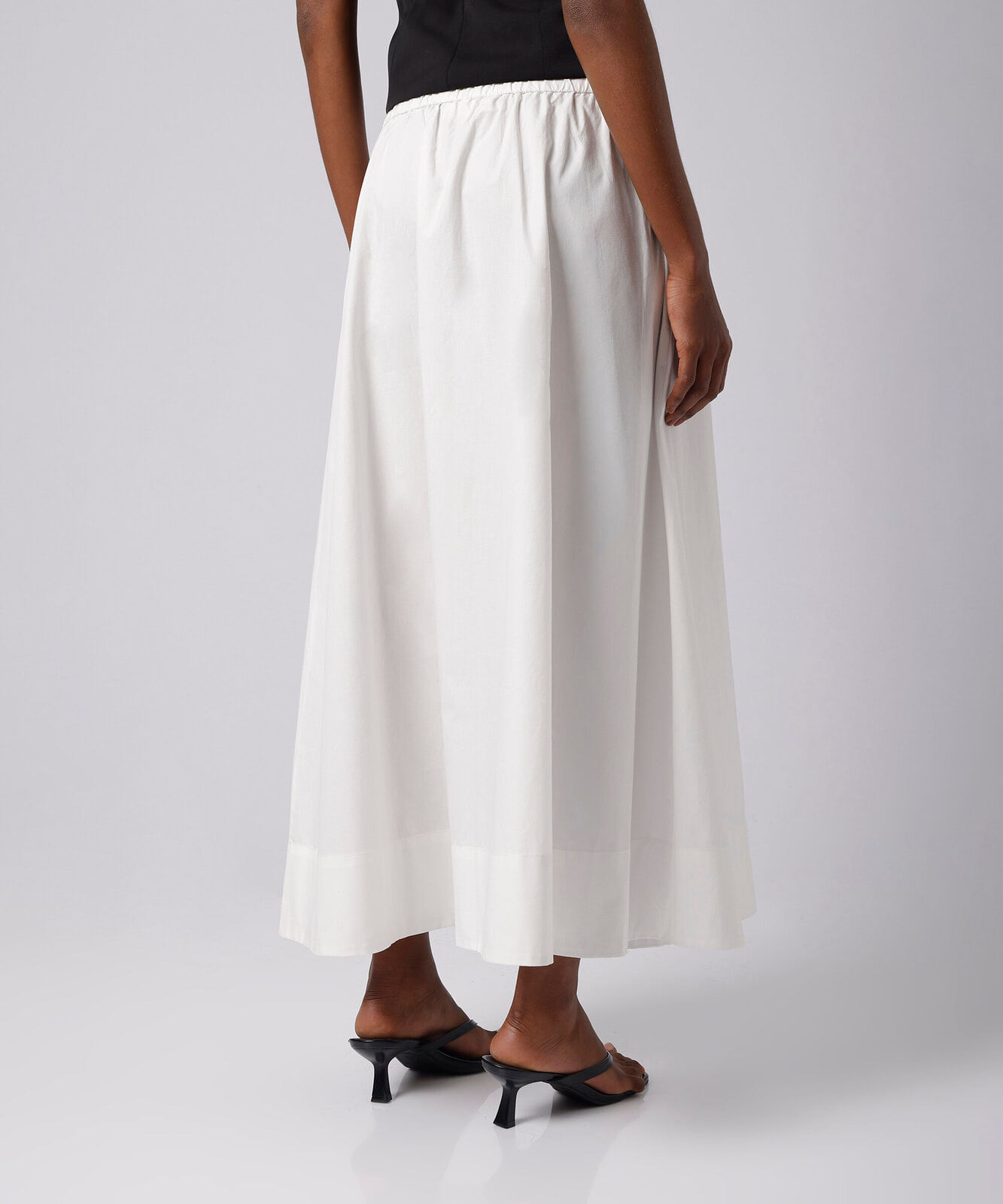 saia longa feminina de algodão cós elástico mindset off white
