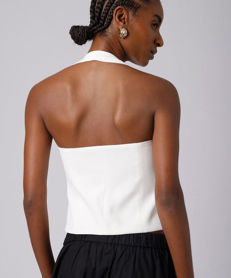 blusa cropped feminina frente única mindset off white