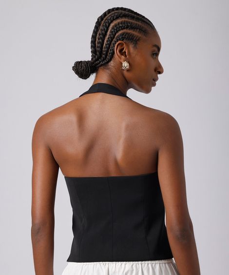 blusa cropped feminina frente única mindset preta