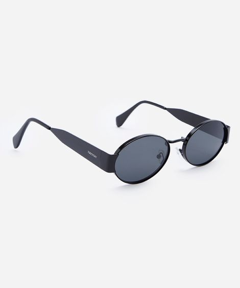 óculos de sol feminino redondo de metal triton preto