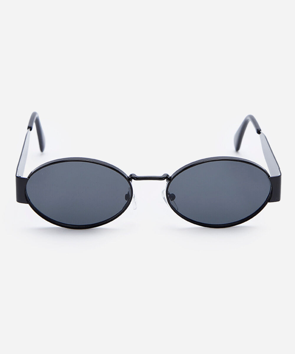 óculos de sol feminino redondo de metal triton preto