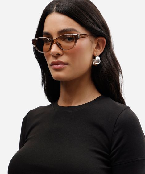 óculos de sol feminino gatinho de acetato triton marrom