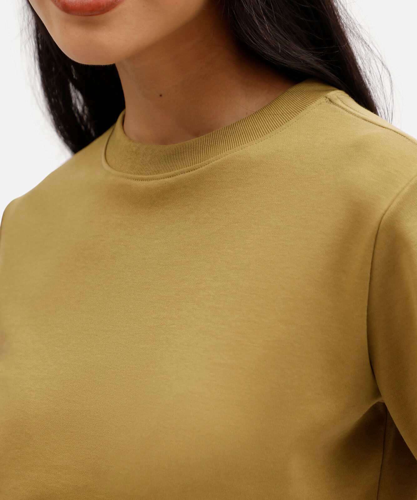 camiseta básica feminina de algodão peruano verde