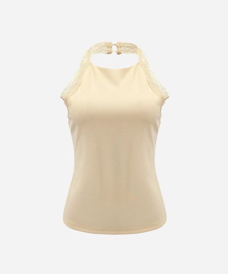 blusa feminina frente única com renda amarela