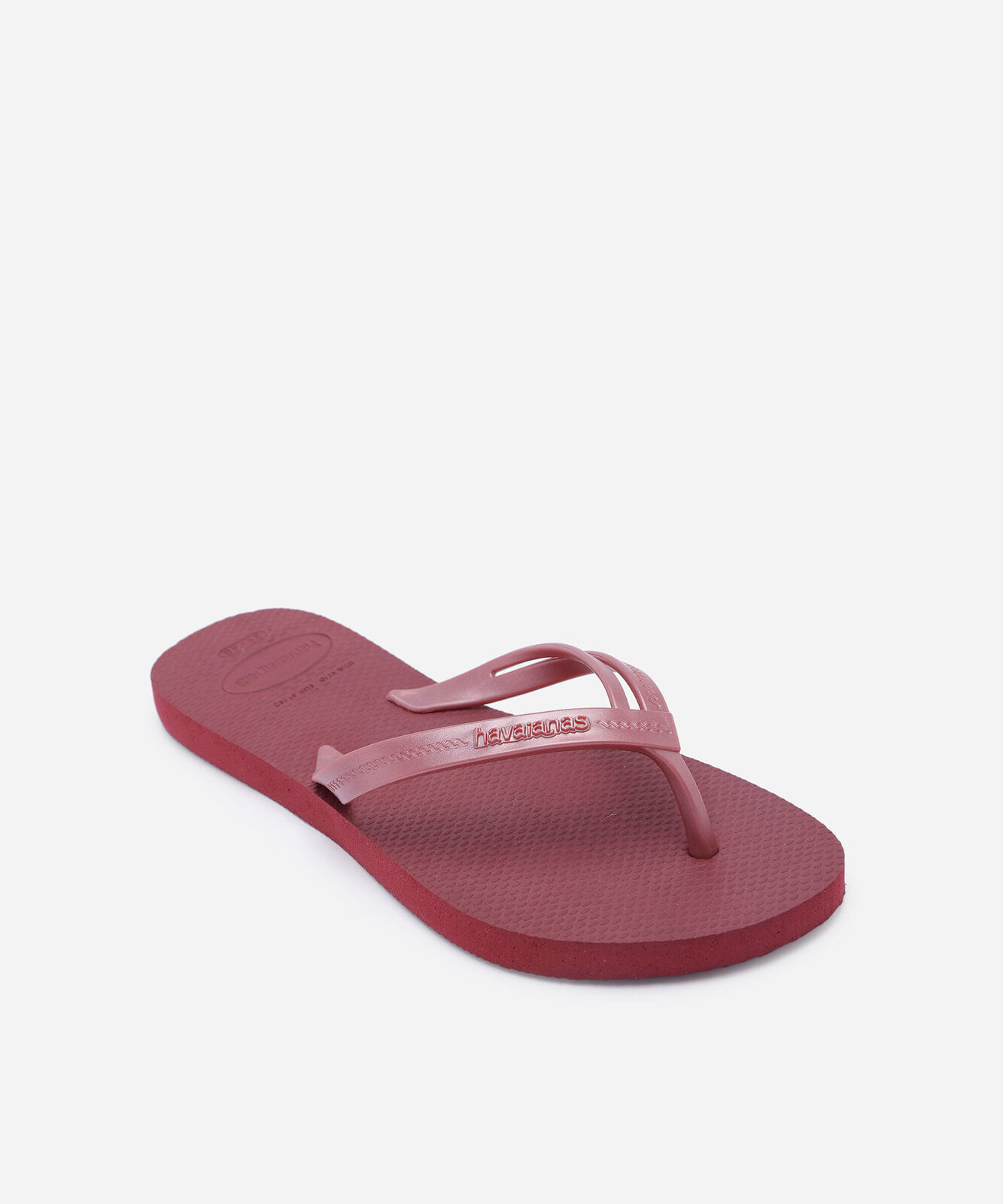 chinelo feminino havaianas com tiras trançadas em napa vinho