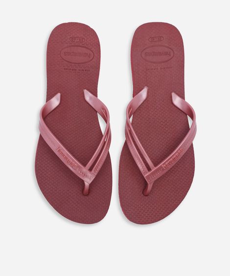 chinelo feminino havaianas com tiras trançadas em napa vinho
