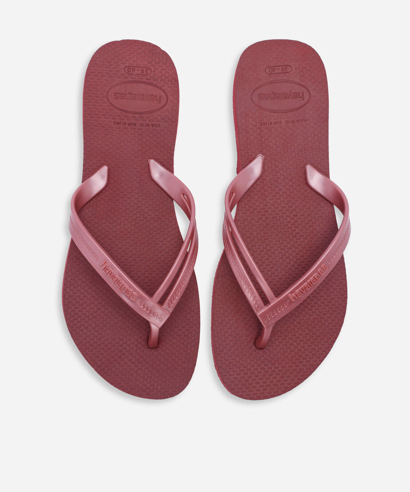 chinelo feminino havaianas com tiras trançadas em napa vinho