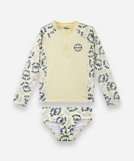 conjunto de praia infantil stitch amarelo