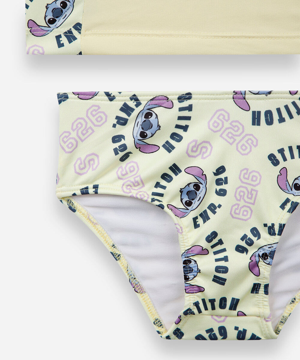 conjunto de praia infantil stitch amarelo