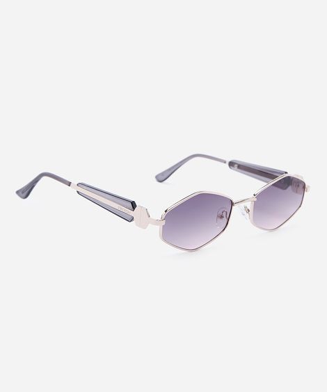 óculos de sol feminino oval  de metal triton prateado