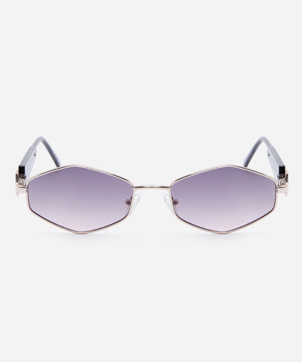 óculos de sol feminino oval  de metal triton prateado