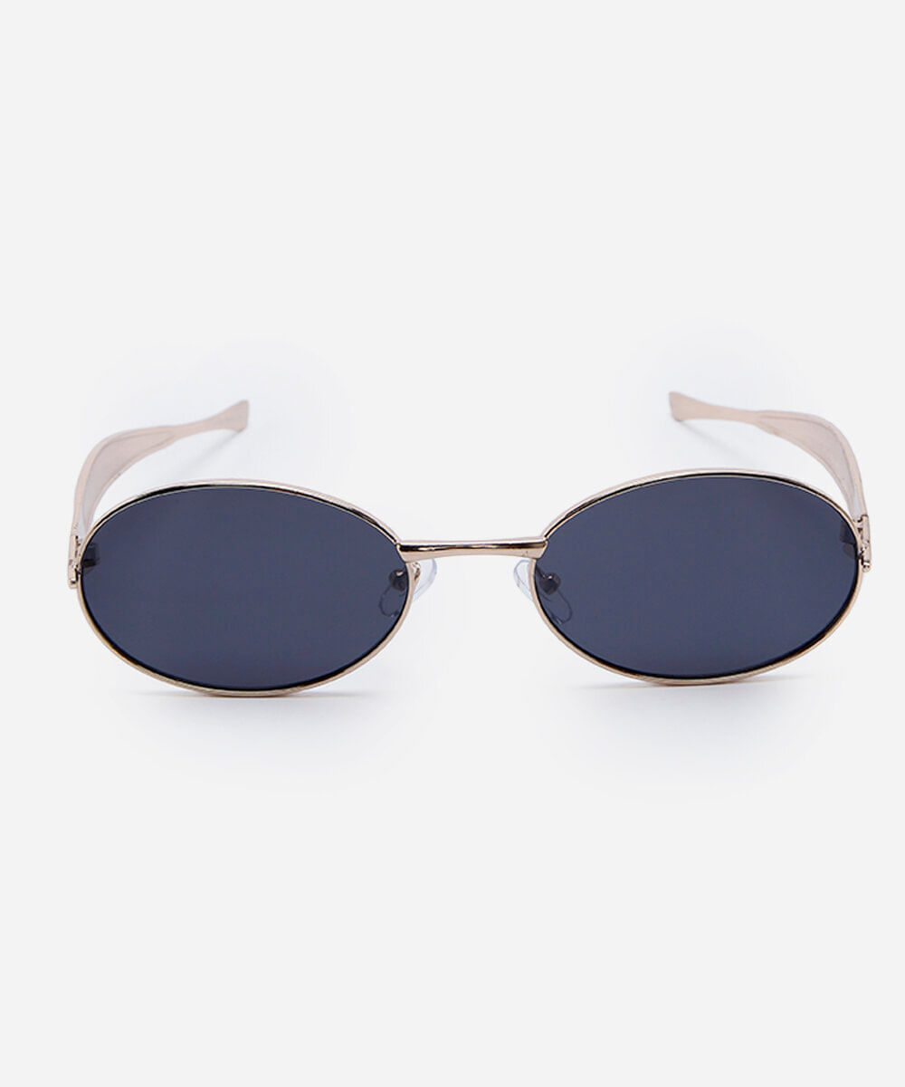 óculos de sol feminino oval de metal triton dourado