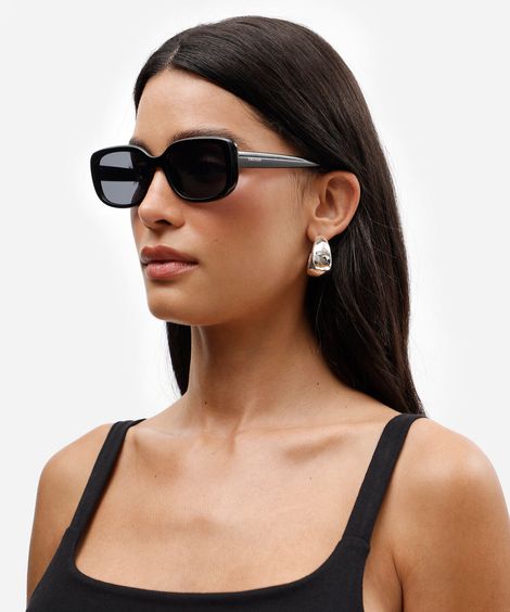 óculos de sol feminino quadrado de acetato triton preto