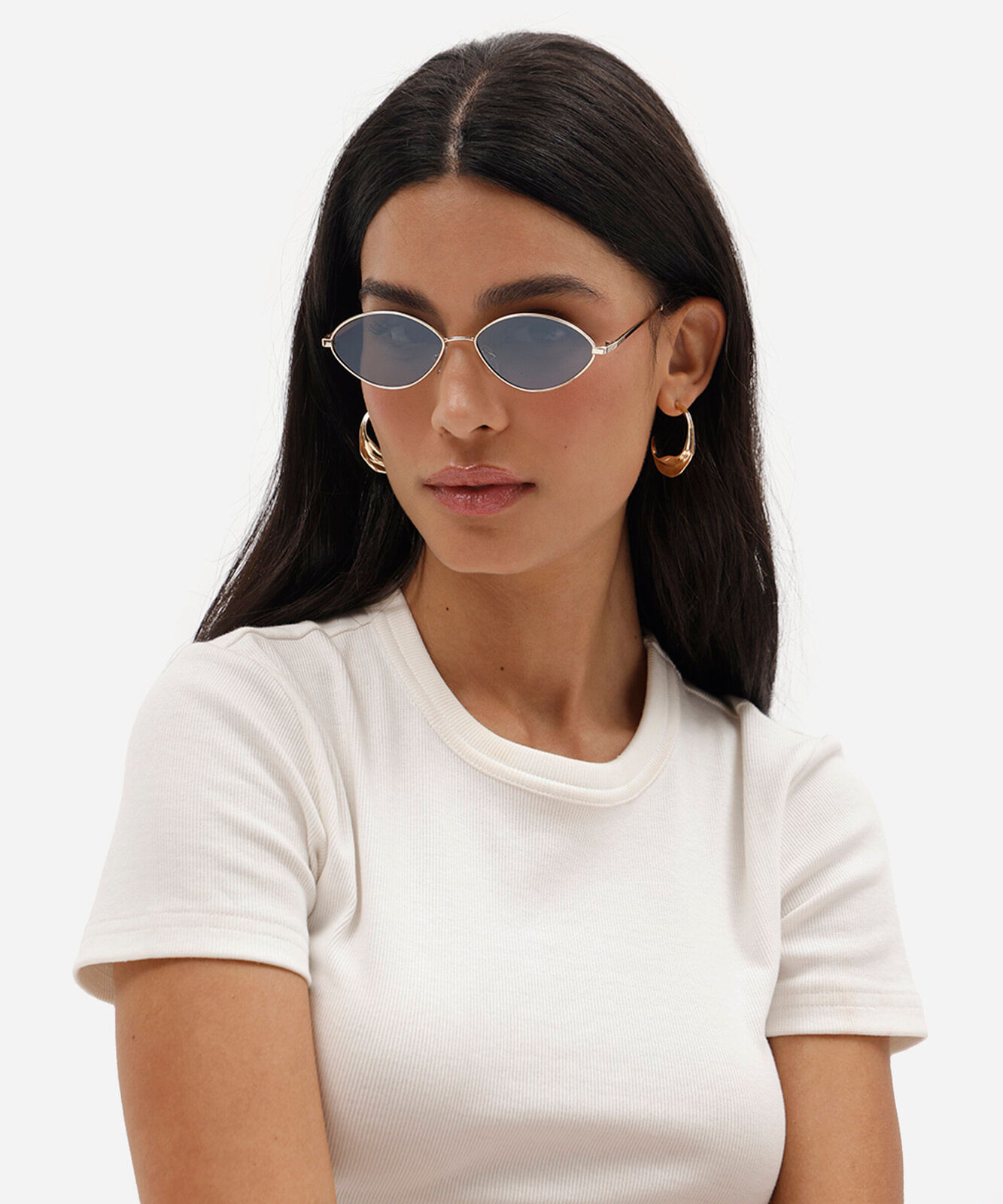 óculos de sol feminino oval de metal triton dourado
