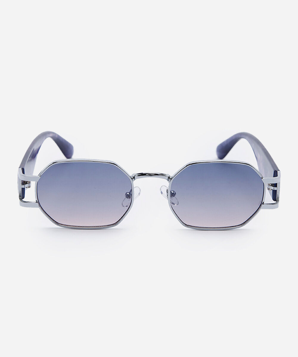 óculos de sol oval feminino de metal triton prateado