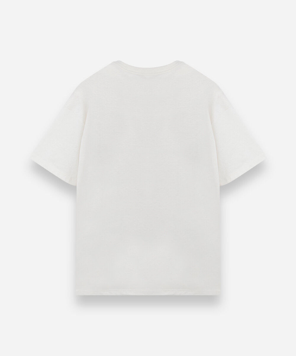 camiseta oversized juvenil de algodão manga curta estampada bege